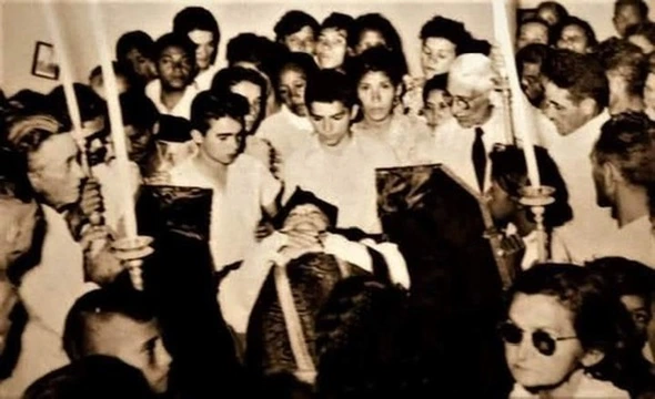 Velório do Mons. Aguiar - Foto pertencente ao acervo do Historiador João Bosco Gaspar.